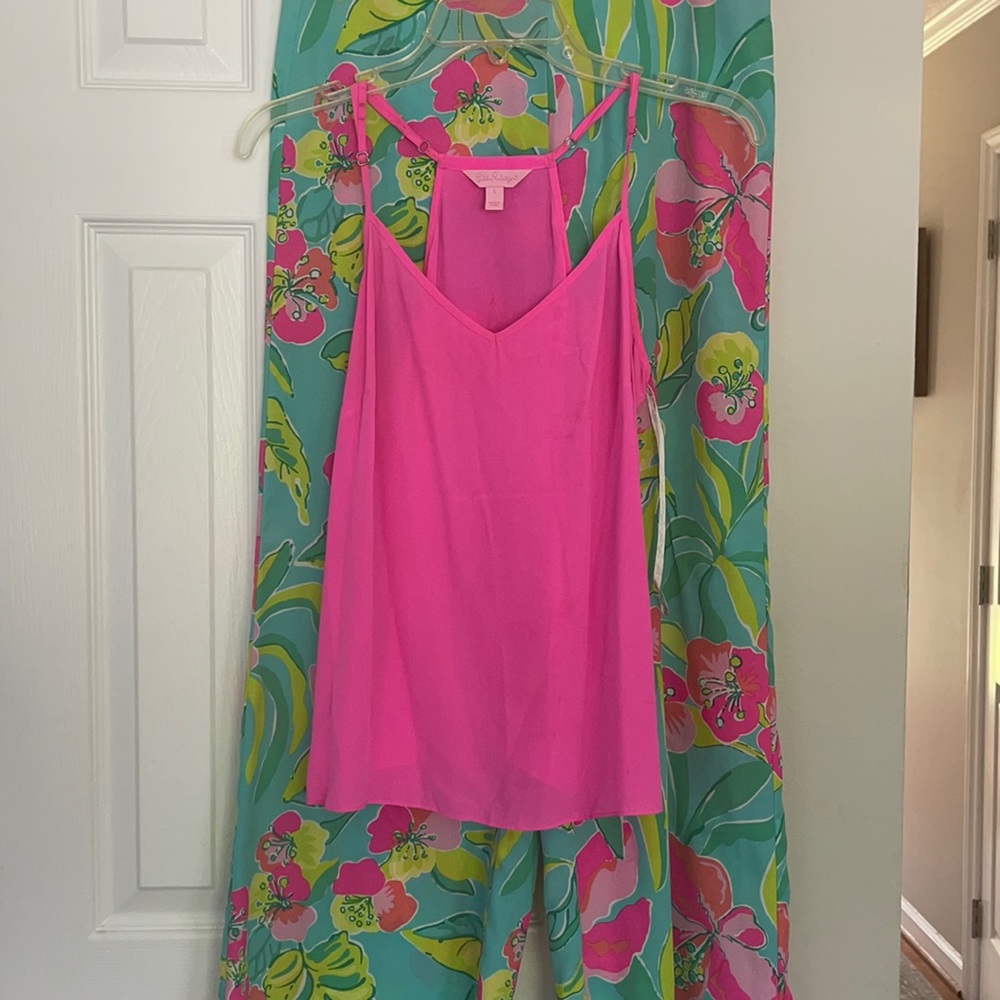 Lilly Pulitzer Pink Silk Racerback Tank